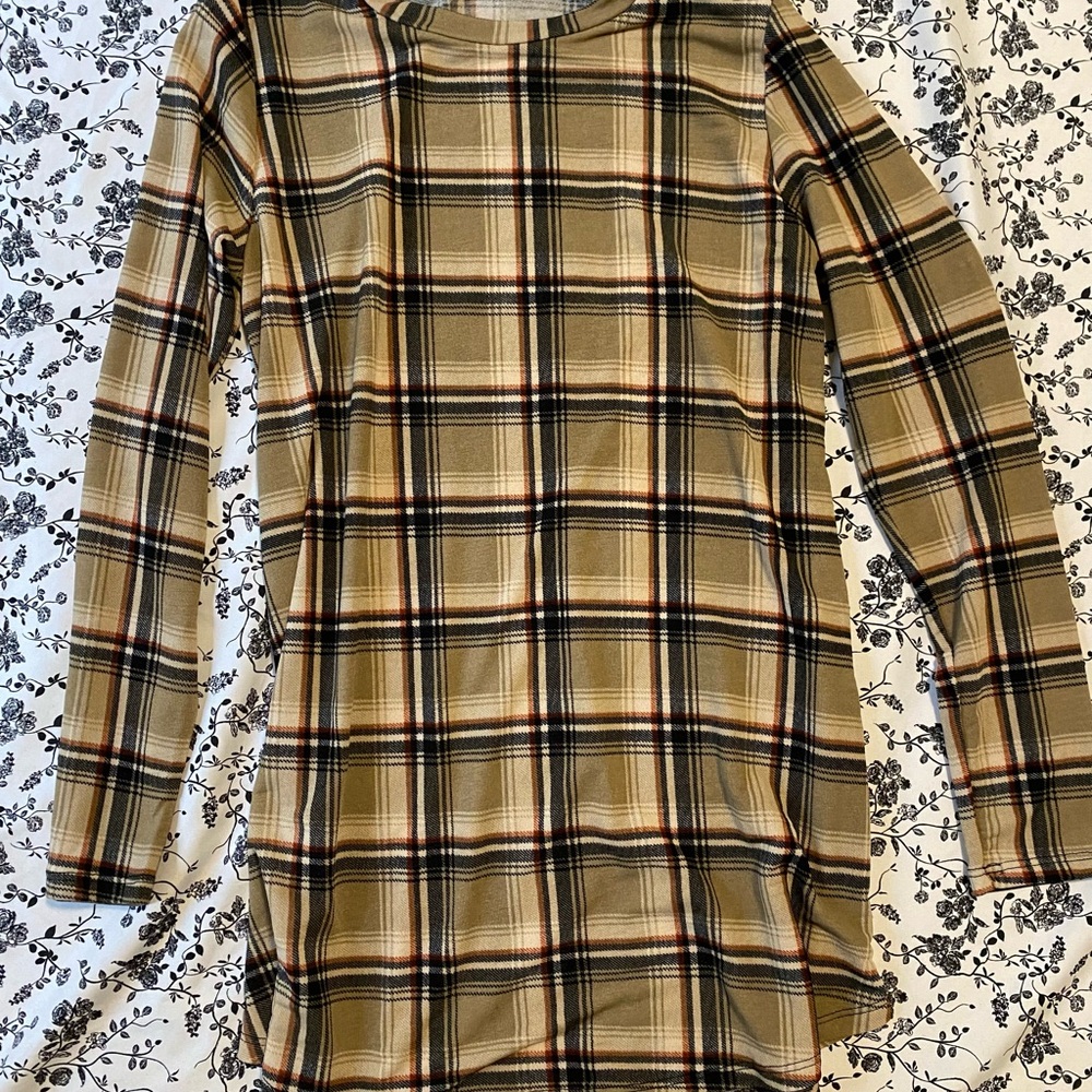 BomBom Plaid Long Sleeve Top
